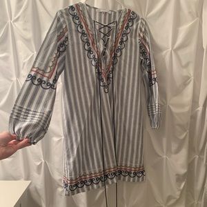 Striped embroidered tunic/dress